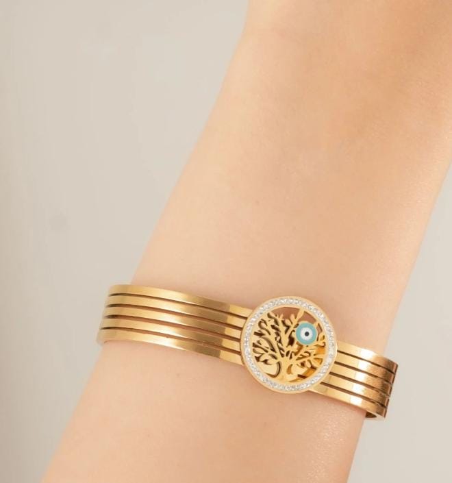 Çelik Hayat Ağaçlı Bileklik 